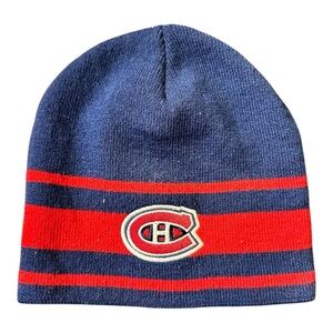 Montreal Canadiens NHL Beanie Hat Old Time Hockey OTH Blue Red Stripe Knit Mens